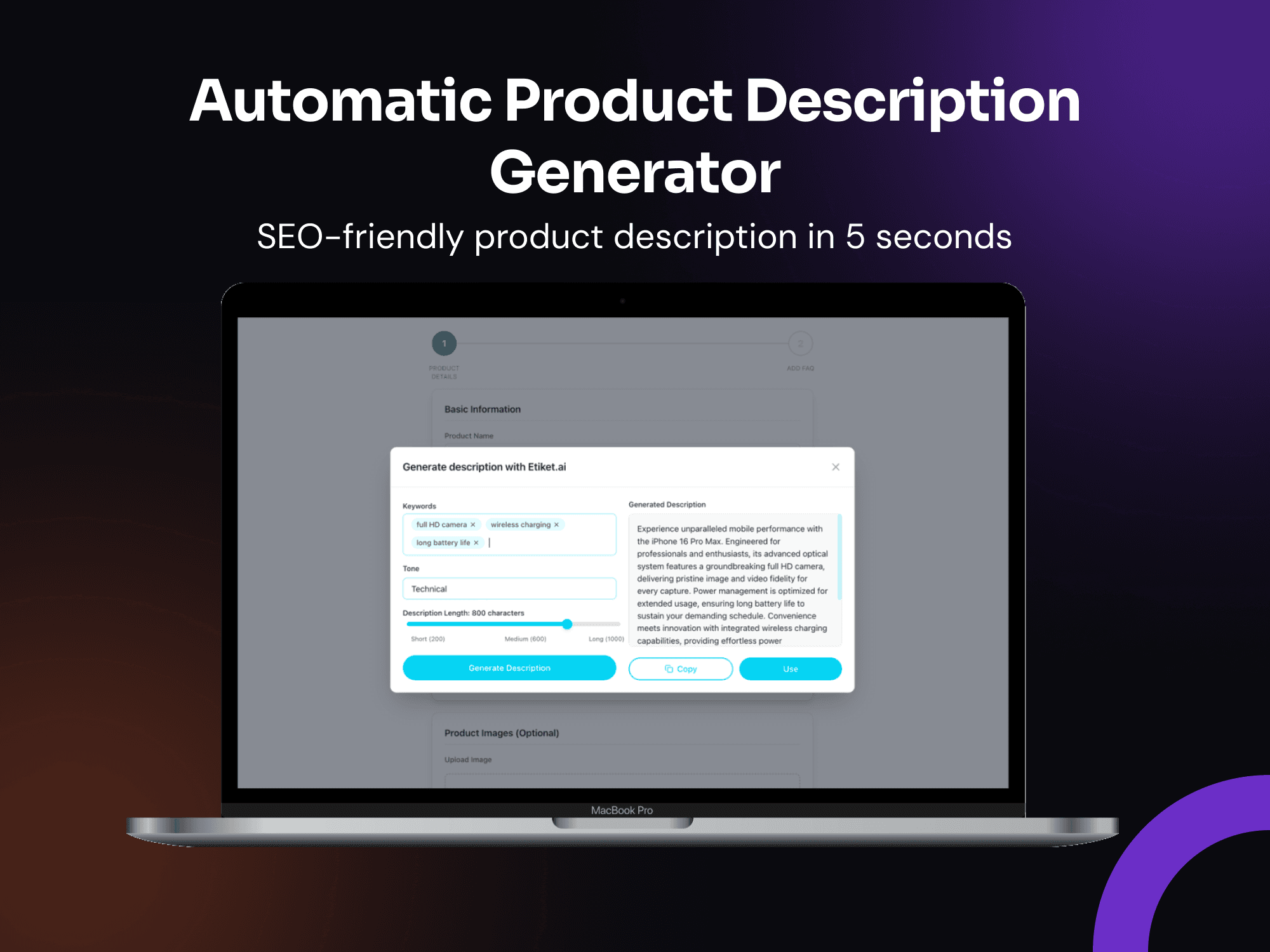 Etiket.ai | AI-Powered Automatic Product Description Generator
